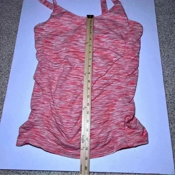 Athleta Fastest Track Athletic Ruched Tank Top Orange Gray Space Dye Size Large - Picture 8 of 8